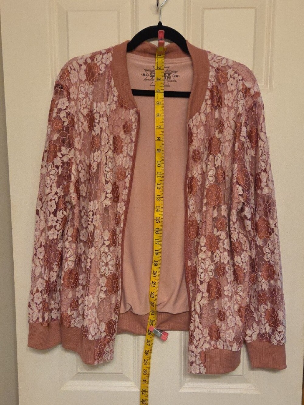 Mauve Lace Bomber Jacket
